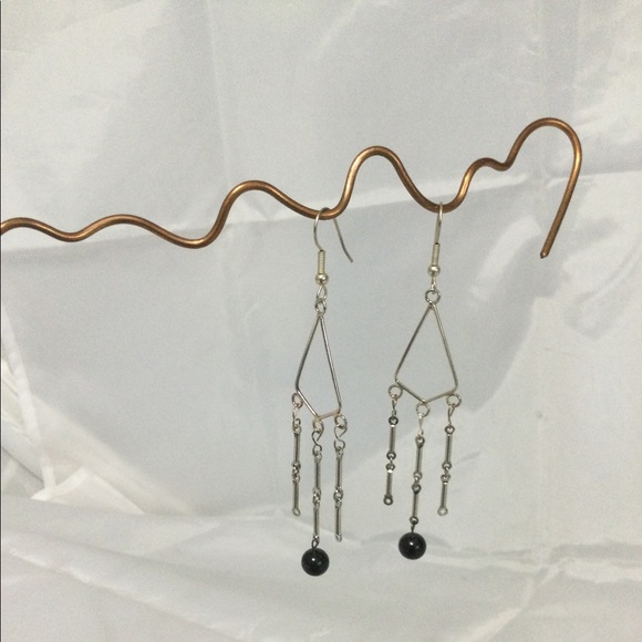 Vintage Silver & Black Elegant Dangle Wires - Picture 7 of 9